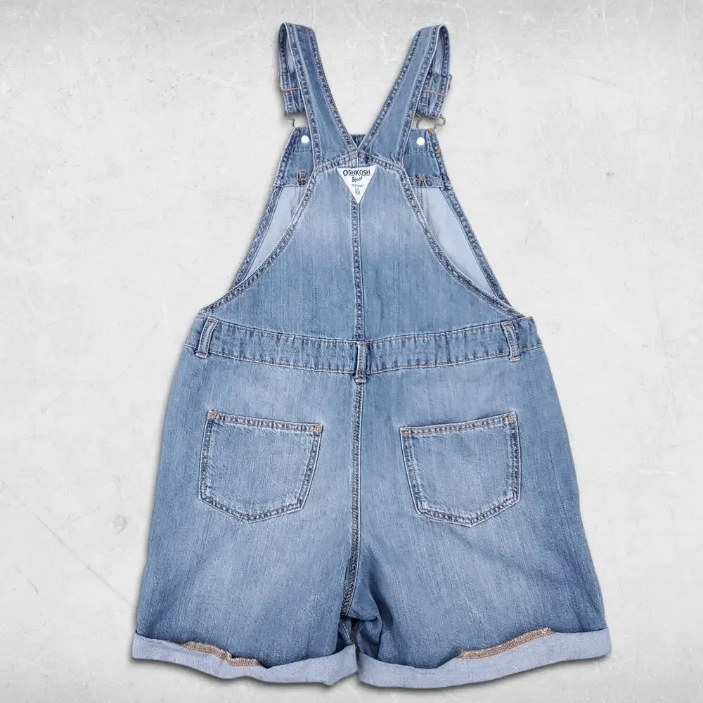 Oshkosh B'gosh Vestbak Overalls Shorts 12/12A Blue Classic Distressed Denim
